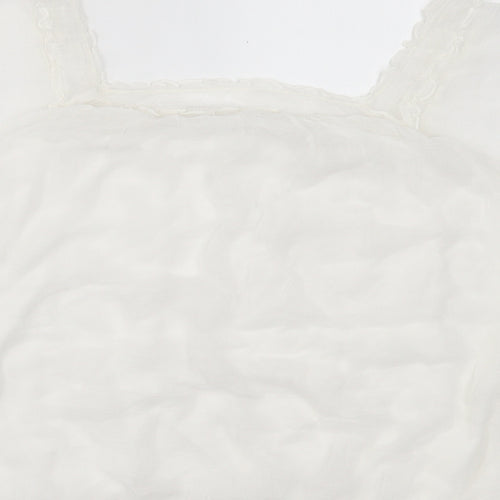 South Womens White Viscose Basic T-Shirt Size 14 Square Neck