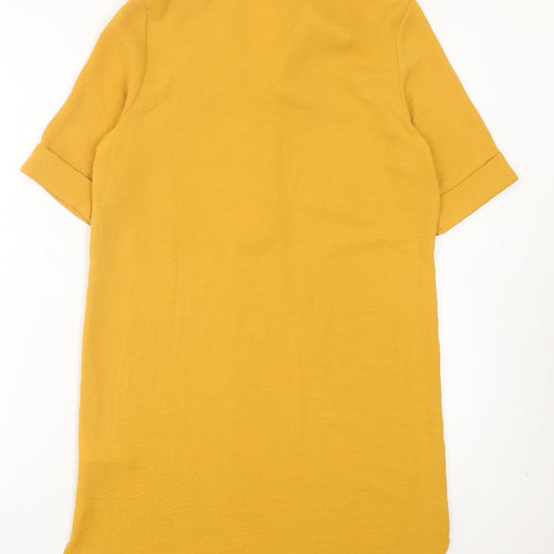 Primark Womens Yellow Polyester A-Line Size 6 V-Neck Button