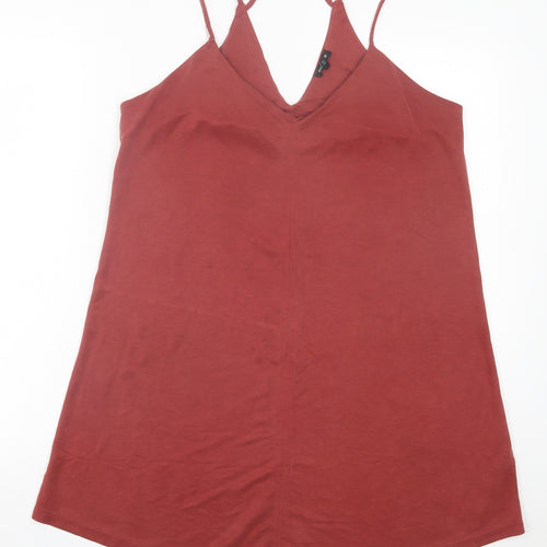 River Island Womens Red Modal A-Line Size 14 V-Neck Pullover