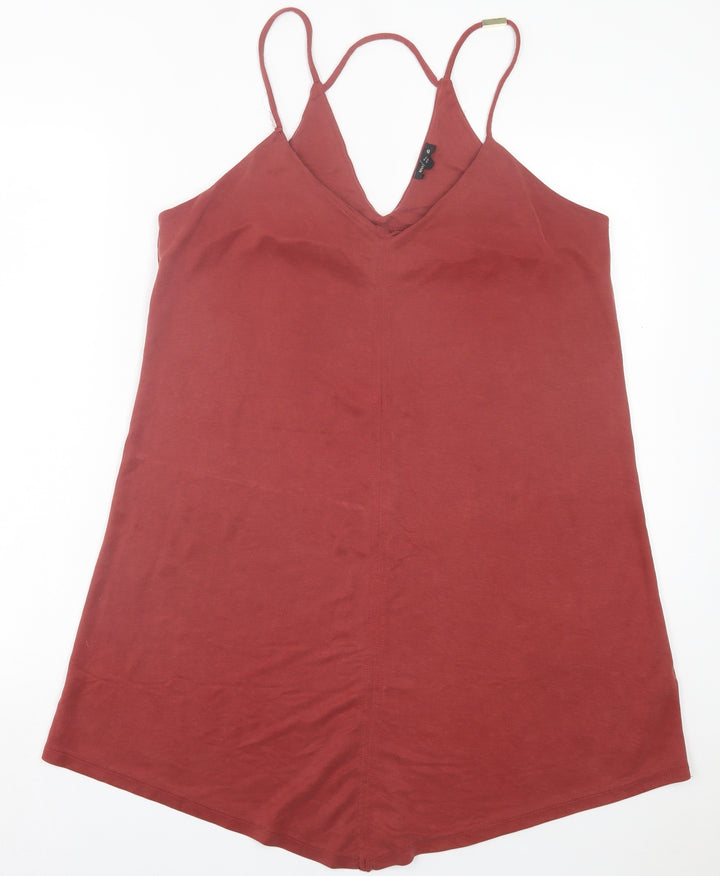 River Island Womens Red Modal A-Line Size 14 V-Neck Pullover