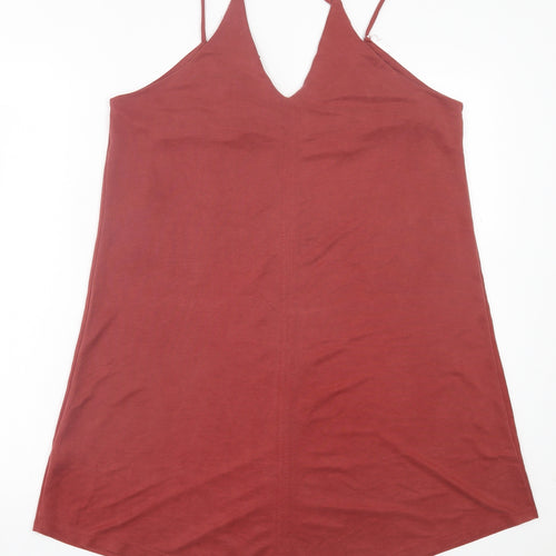 River Island Womens Red Modal A-Line Size 14 V-Neck Pullover