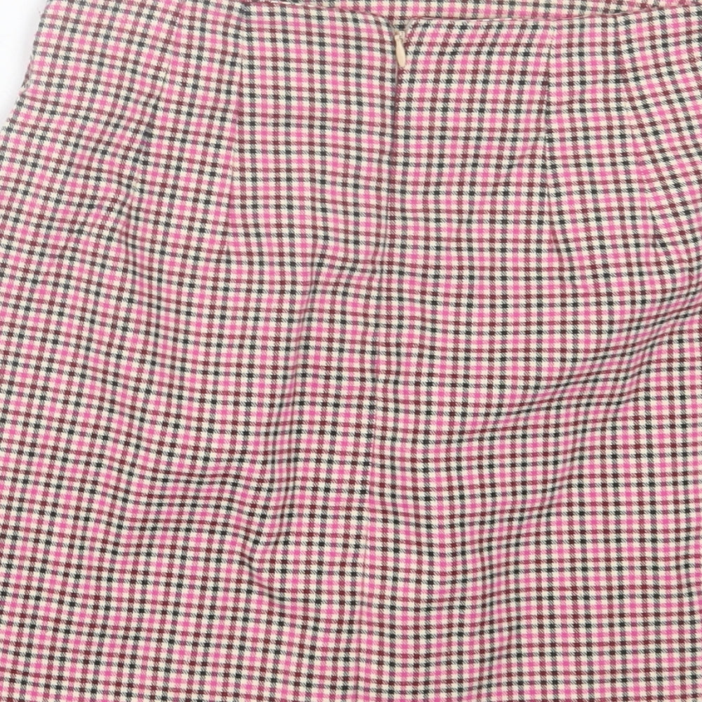 J. Galt Womens Pink Plaid Polyester A-Line Skirt Size S Zip