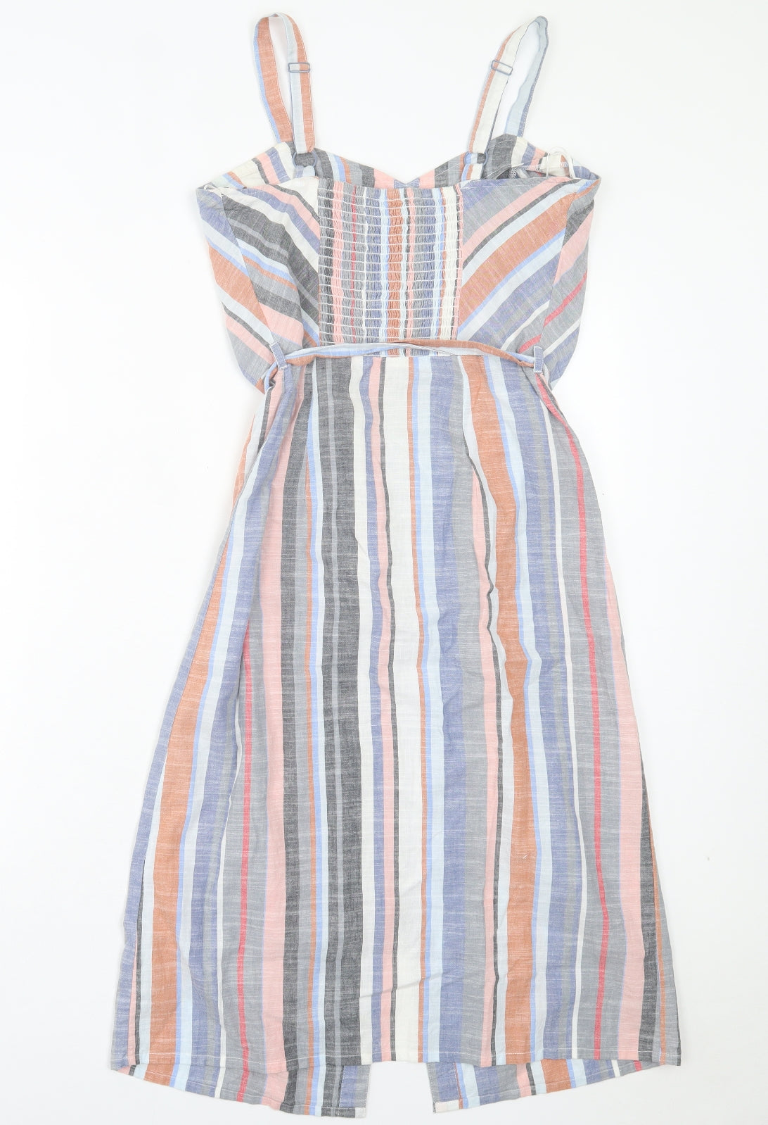 Nutmeg Womens Multicoloured Striped Cotton A-Line Size 8 V-Neck Button