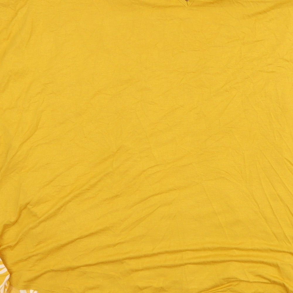 F&F Womens Yellow Geometric Viscose Basic Blouse Size 22 Round Neck