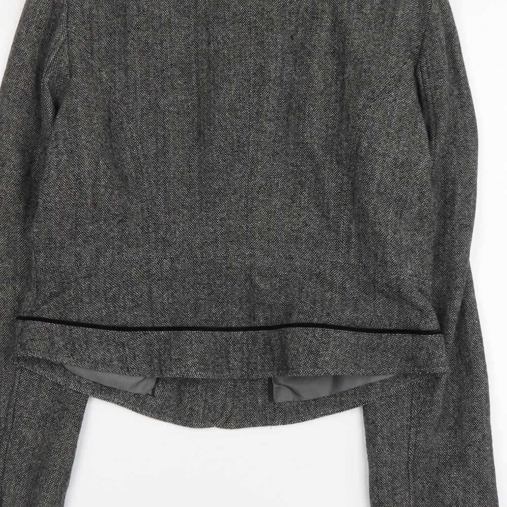 Monsoon Womens Grey Herringbone Jacket Size 14 Button