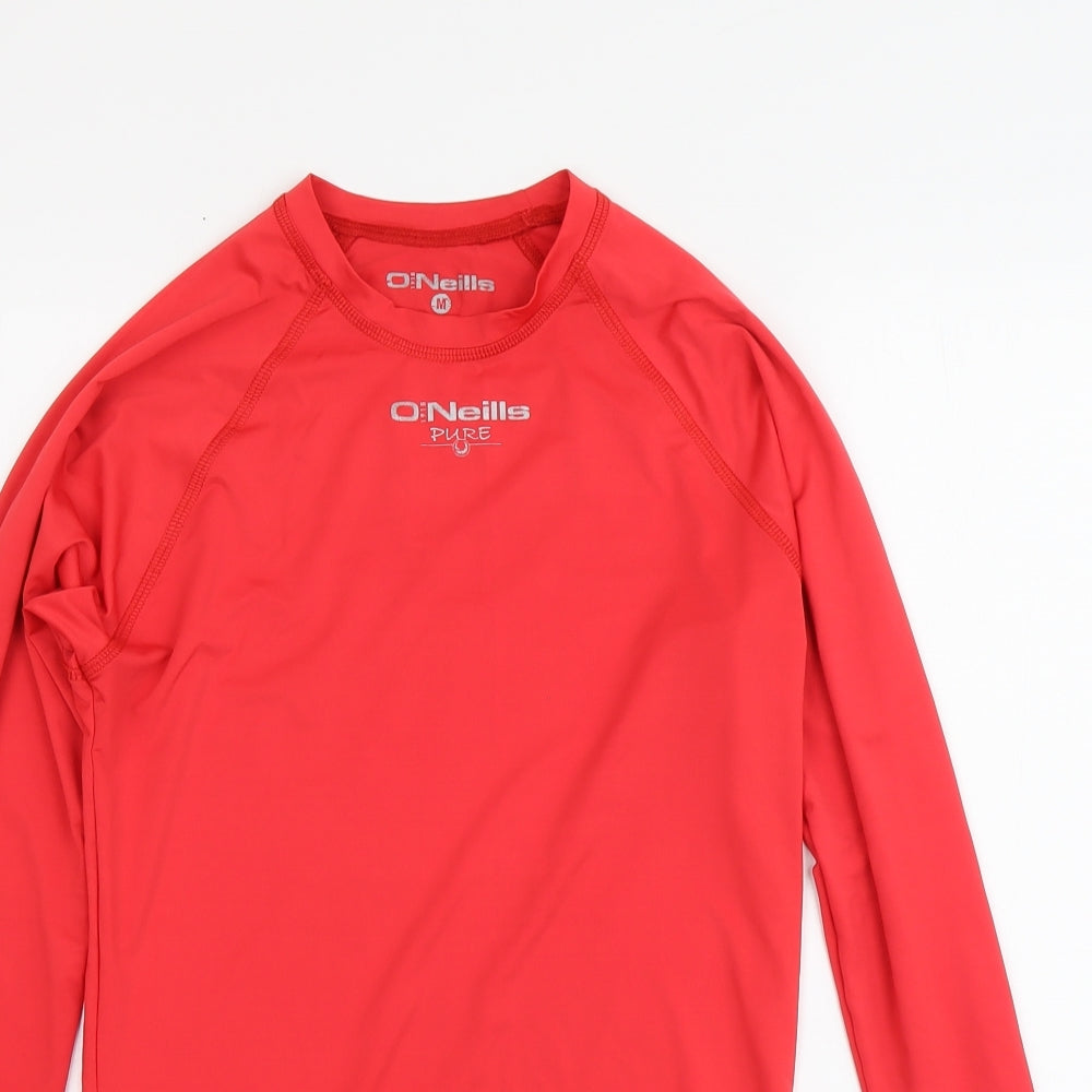 O' Neills Womens Red Polyester Basic T-Shirt Size M Round Neck Pullover