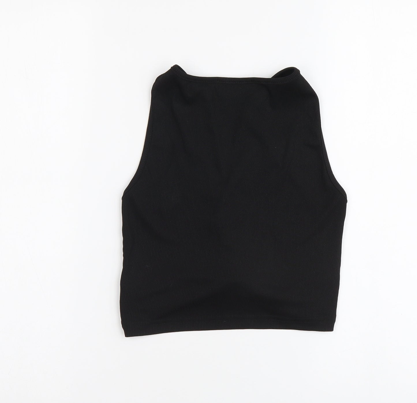 Cider Womens Black Polyester Cropped Tank Size S V-Neck