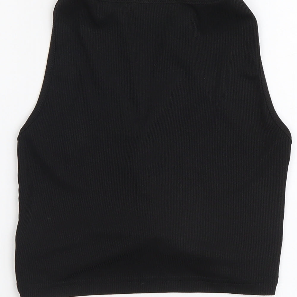 Cider Womens Black Polyester Cropped Tank Size S V-Neck