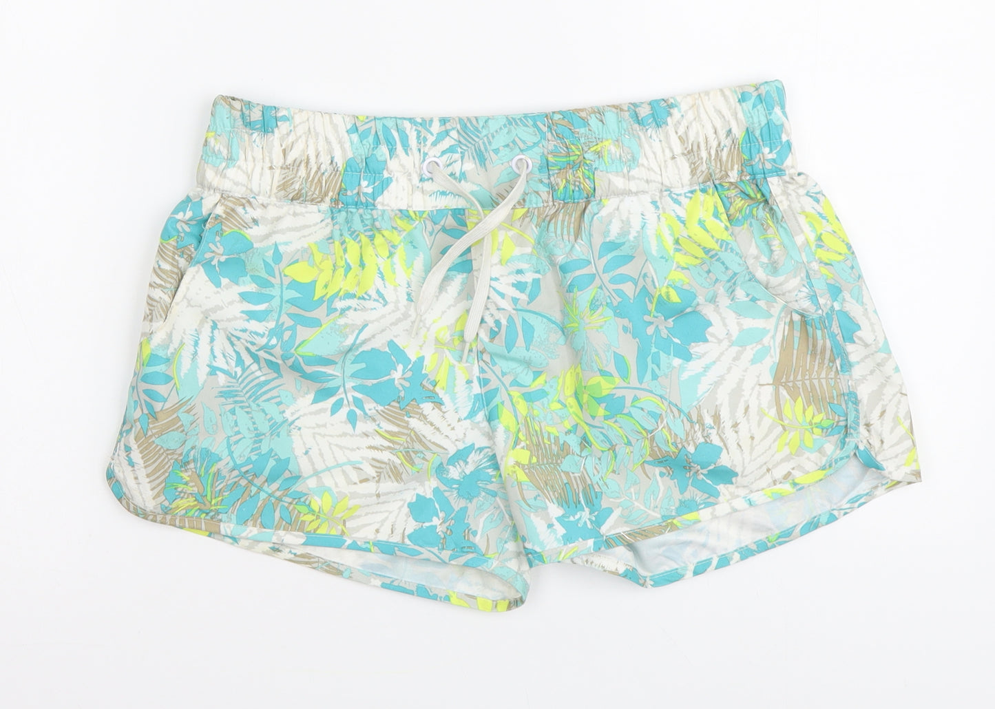 New Look Womens Blue Floral Polyester Bermuda Shorts Size 14 L3 in Regular Button