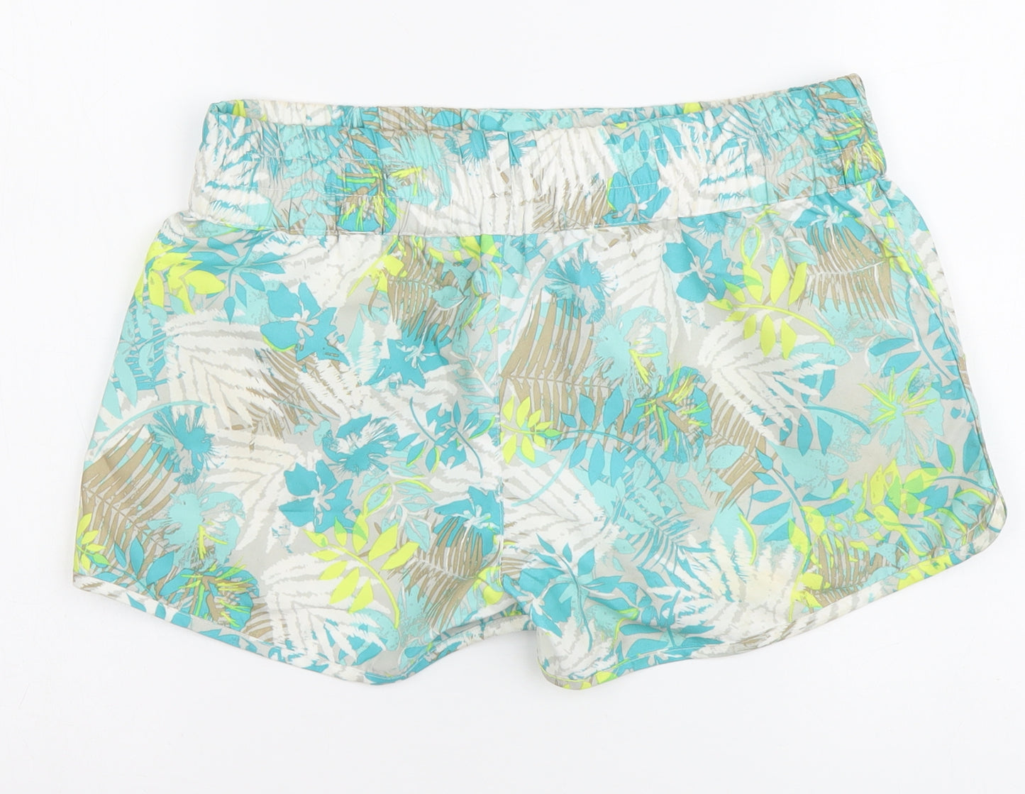 New Look Womens Blue Floral Polyester Bermuda Shorts Size 14 L3 in Regular Button