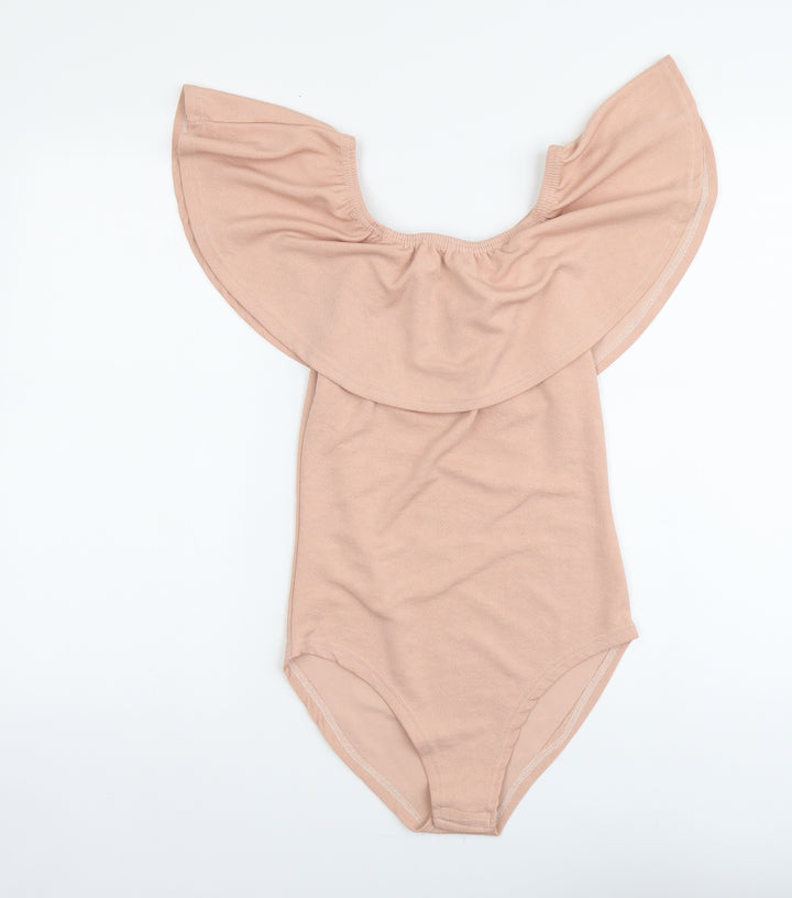 Exhibit Womens Pink Polyester Bodysuit One-Piece Size 10 Pullover