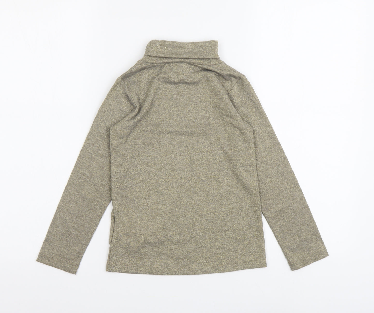 Preworn Girls Gold Polyester Basic T-Shirt Size 6 Years Roll Neck Pullover