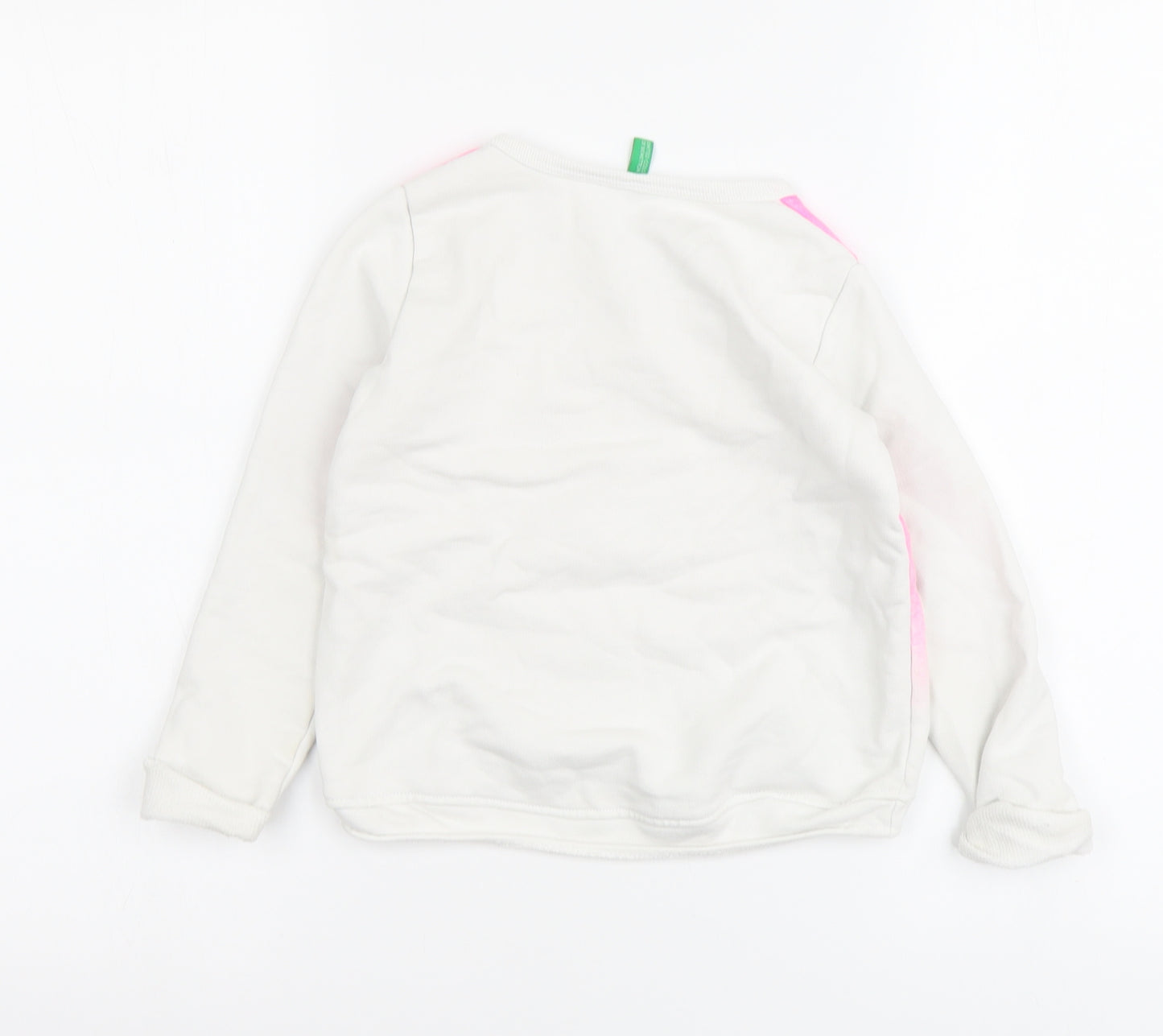 United Colors of Benetton Girls Pink Geometric Cotton Pullover Sweatshirt Size 4-5 Years Pullover