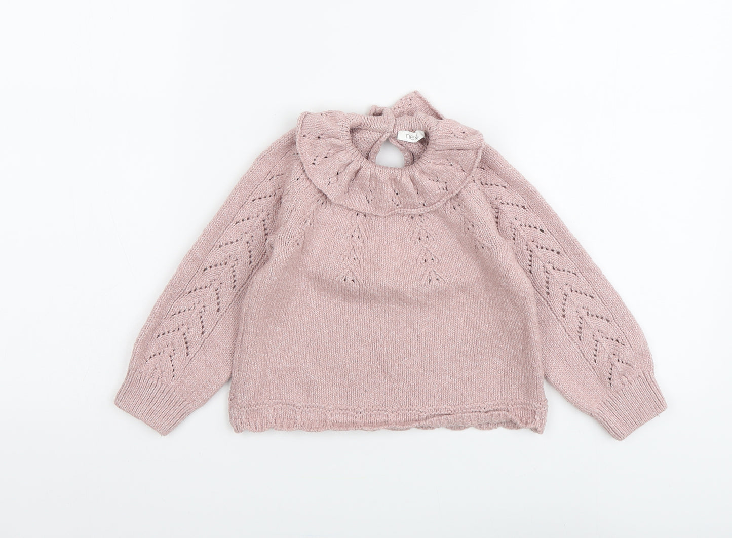 NEXT Girls Pink Cotton Pullover Jumper Size 12-18 Months Button