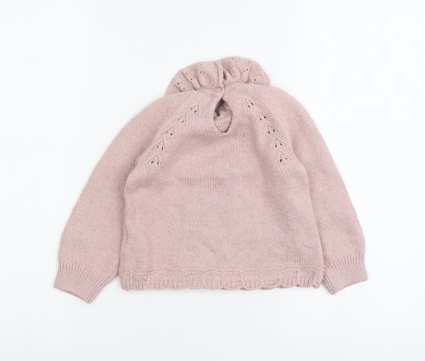 NEXT Girls Pink Cotton Pullover Jumper Size 12-18 Months Button