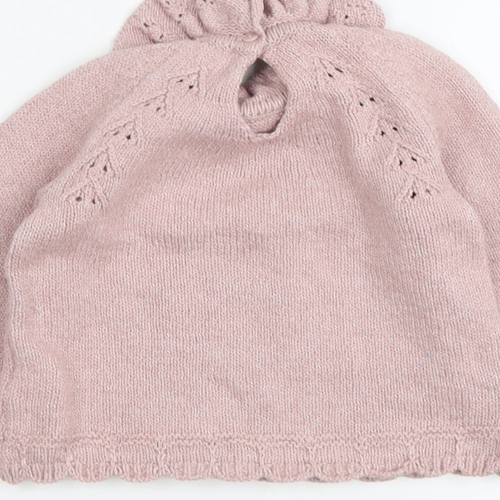 NEXT Girls Pink Cotton Pullover Jumper Size 12-18 Months Button