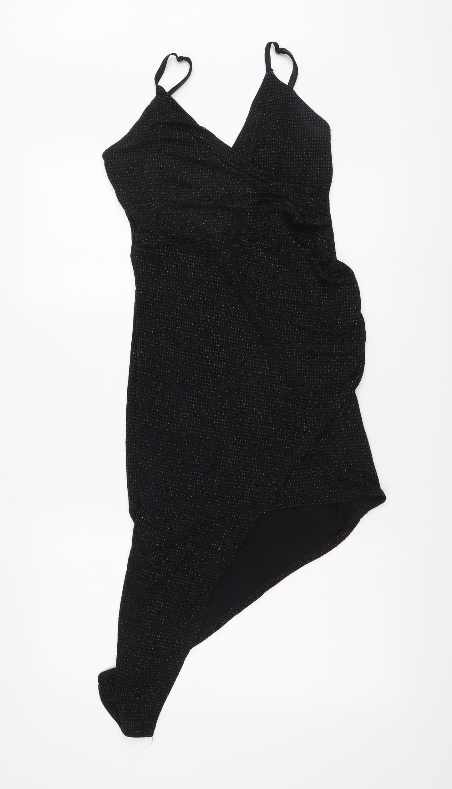 Quiz Womens Black Nylon Bodycon Size 12 V-Neck Pullover