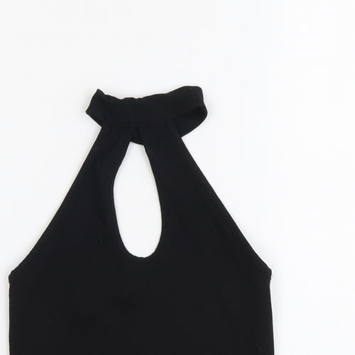 Miss Selfridge Womens Black Cotton Cropped Tank Size 8 Halter