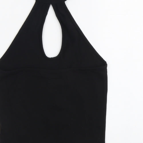 Miss Selfridge Womens Black Cotton Cropped Tank Size 8 Halter