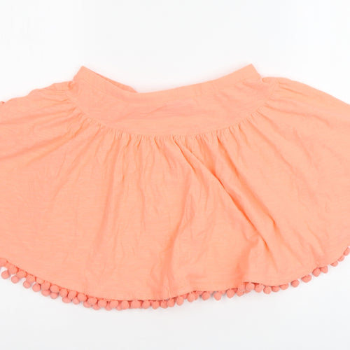 I Love Girlswear Girls Orange Cotton Pleated Skirt Size 11 Years Regular Button