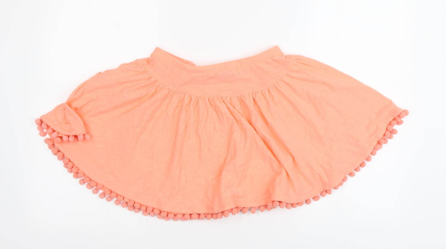 I Love Girlswear Girls Orange Cotton Pleated Skirt Size 11 Years Regular Button