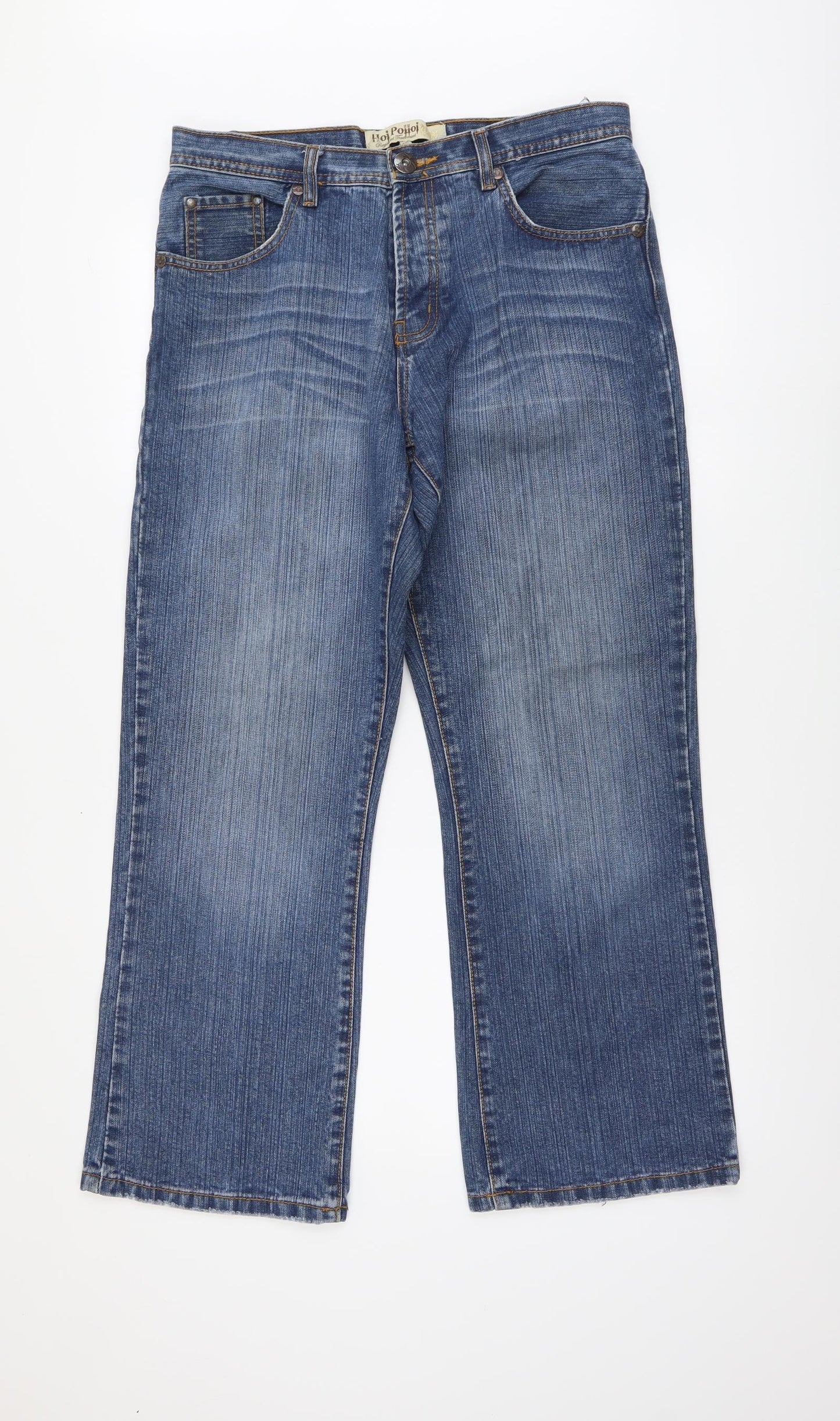 Hoi Polloi Mens Blue Cotton Straight Jeans Size 32 in L29 in Regular Button