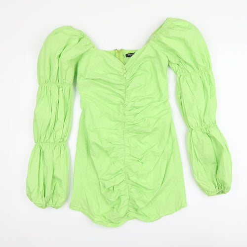 Nasty Gal Womens Green Cotton Mini Size 6 V-Neck Zip