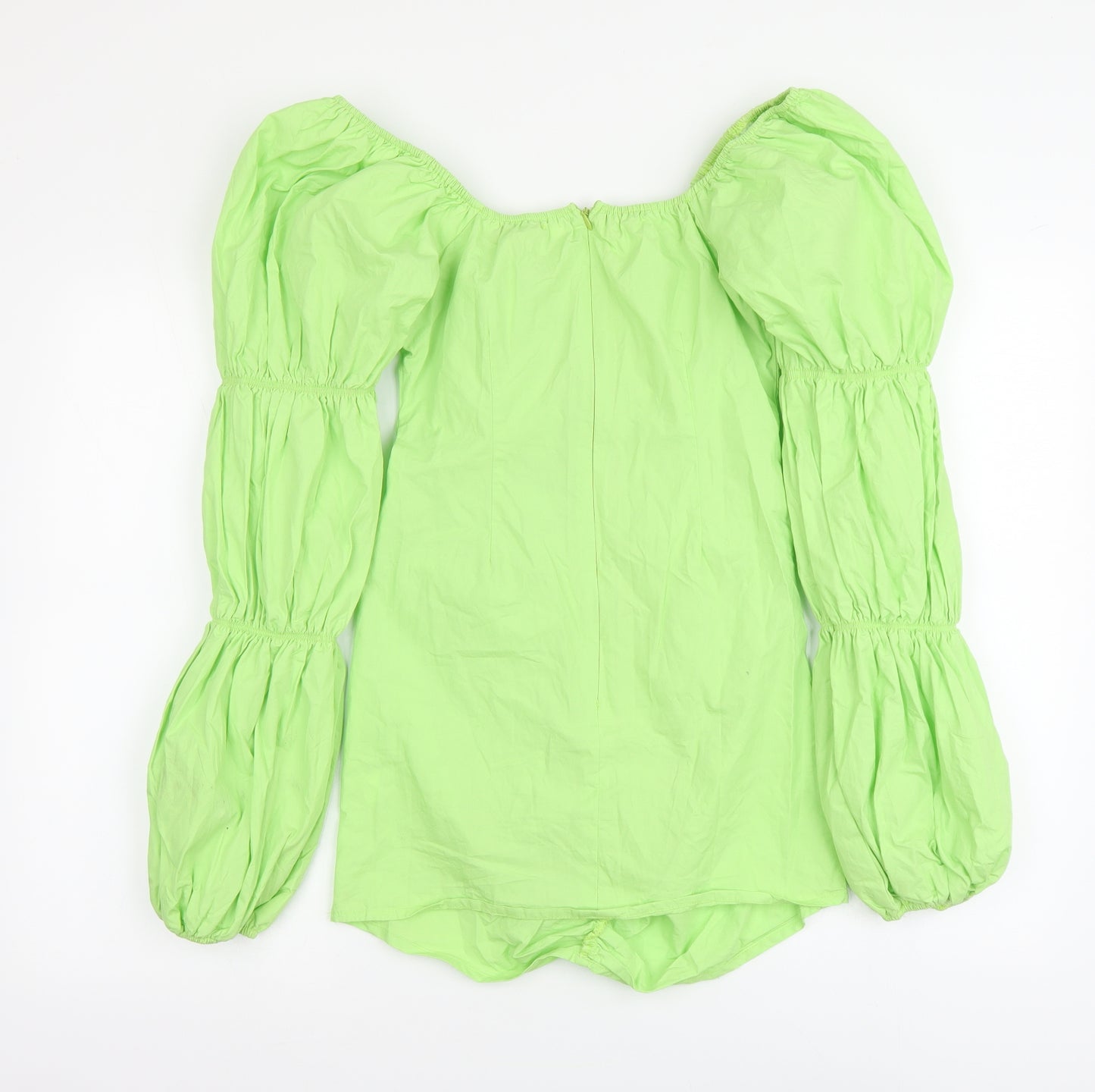 Nasty Gal Womens Green Cotton Mini Size 6 V-Neck Zip