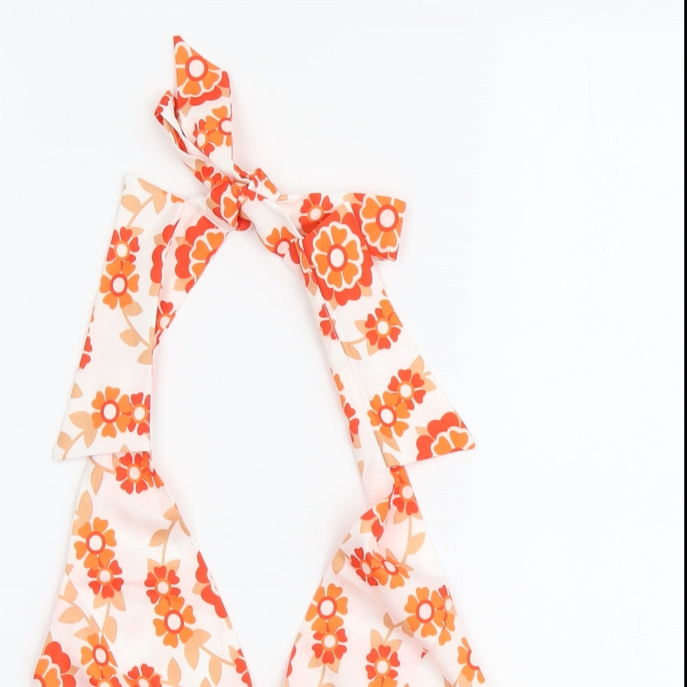 SheIn Womens Orange Floral Polyester Cropped Tank Size XS Halter