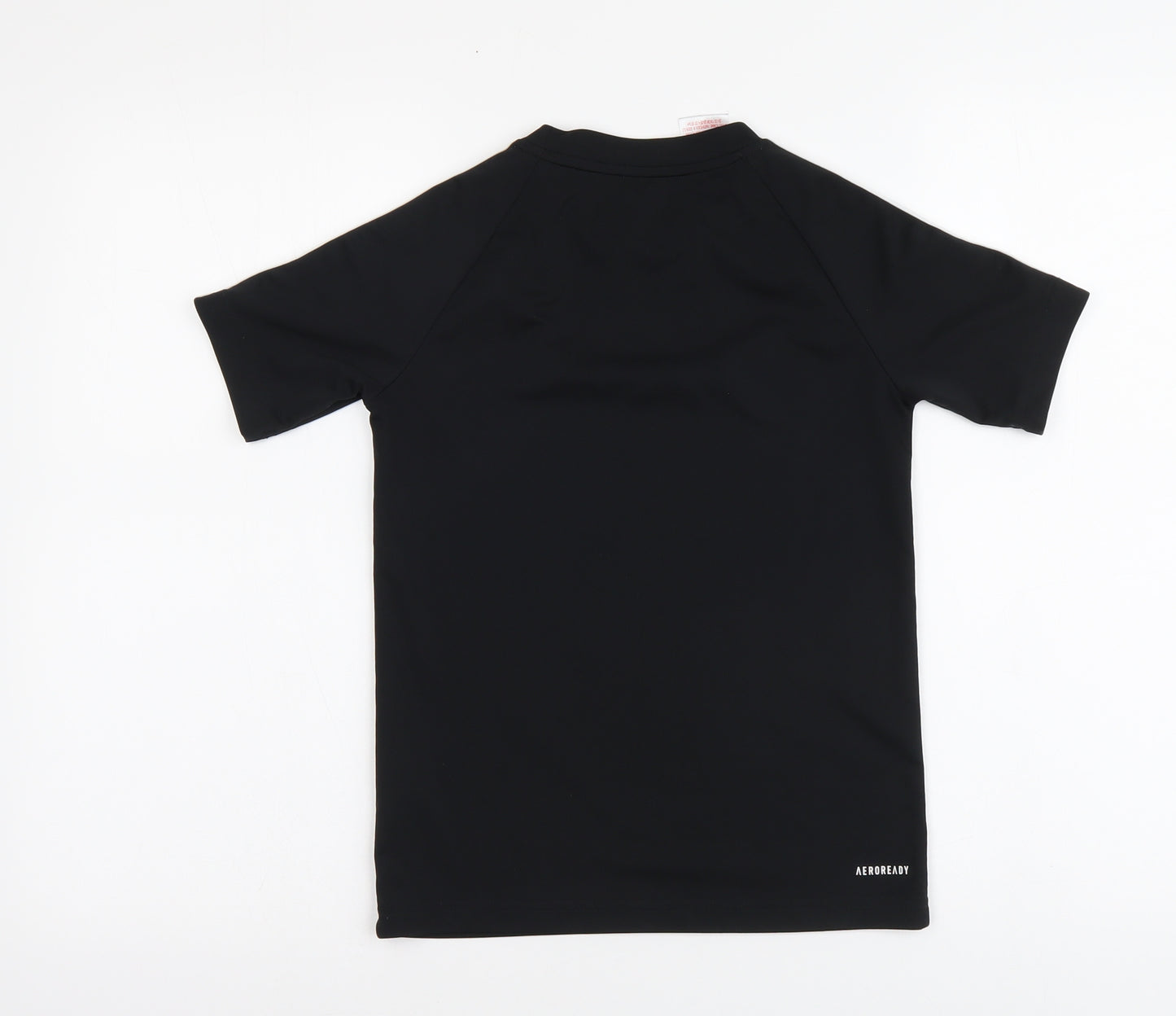 adidas Boys Black Polyester Basic T-Shirt Size 9-10 Years Round Neck Pullover