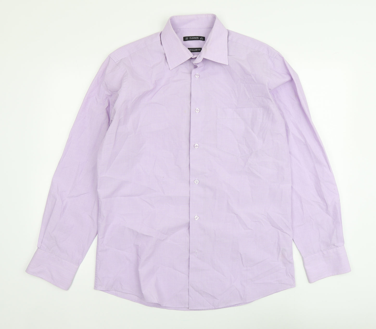 Dunnes Stores Mens Purple Cotton Button-Up Size 15 Collared Button