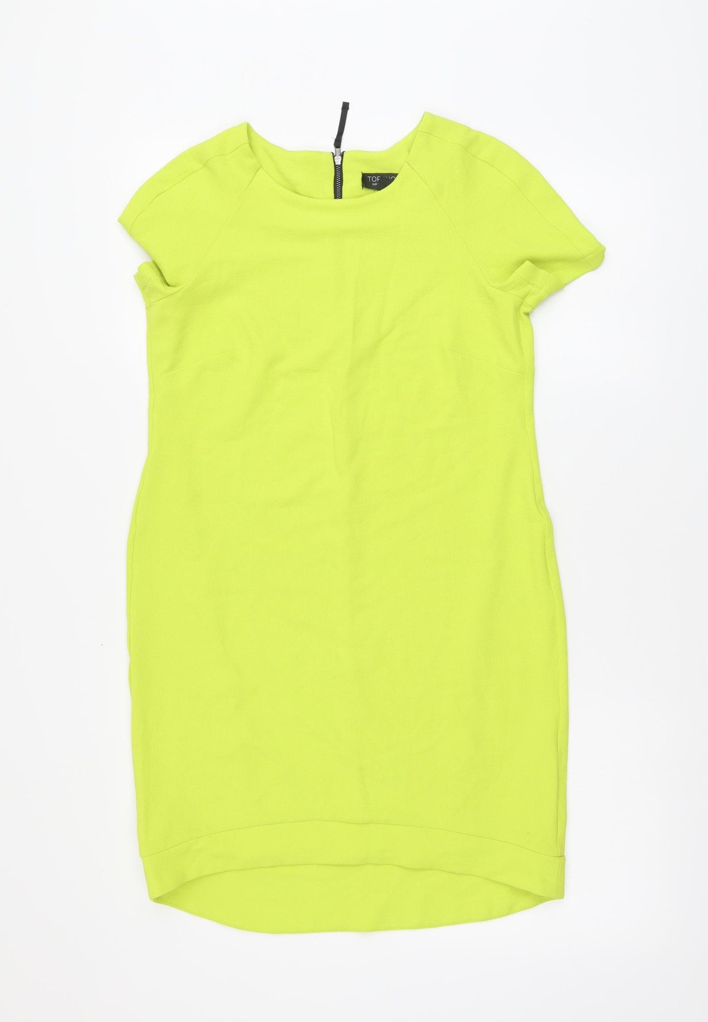 Topshop Womens Green Polyester Bodycon Size 8 Round Neck Zip