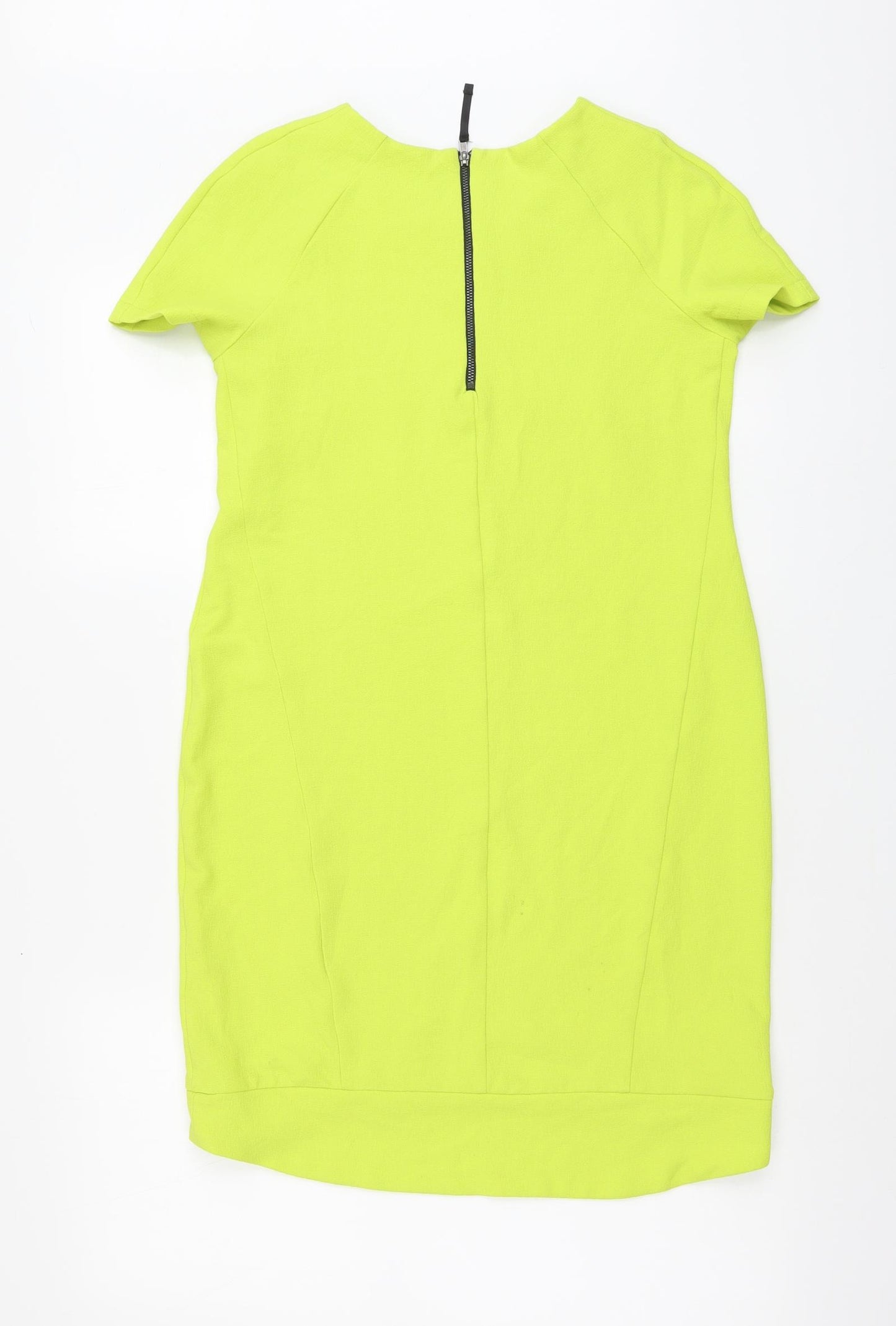 Topshop Womens Green Polyester Bodycon Size 8 Round Neck Zip