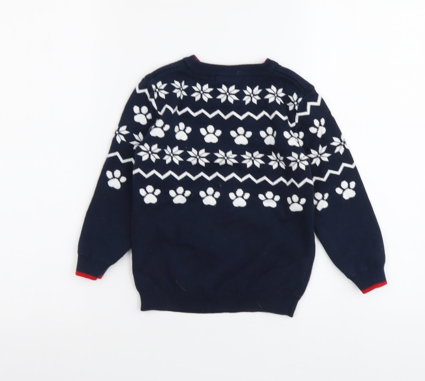 George Boys Blue Round Neck Cotton Pullover Jumper Size 4-5 Years Pullover - Christmas Paw Patrol