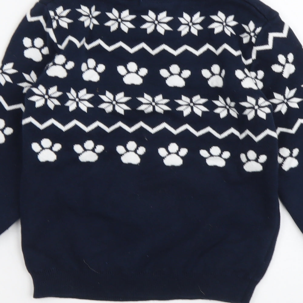 George Boys Blue Round Neck Cotton Pullover Jumper Size 4-5 Years Pullover - Christmas Paw Patrol
