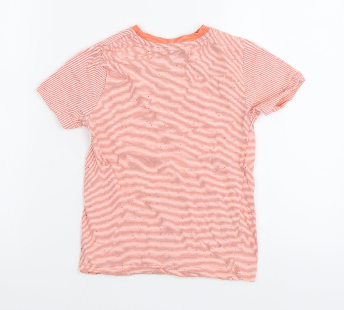 F&F Boys Orange Striped Cotton Basic T-Shirt Size 4 Years Round Neck Pullover