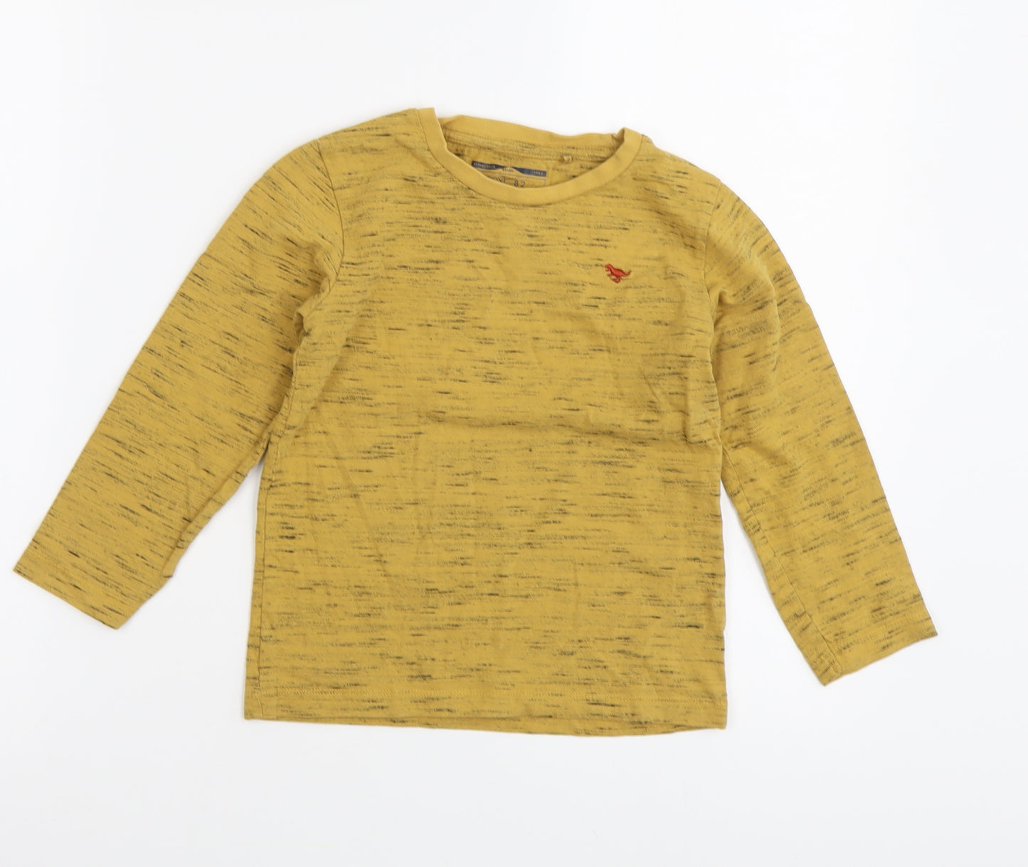 NEXT Boys Yellow Cotton Basic T-Shirt Size 4-5 Years Round Neck Pullover