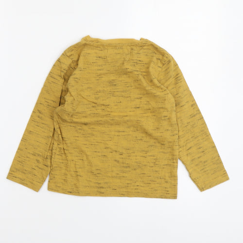 NEXT Boys Yellow Cotton Basic T-Shirt Size 4-5 Years Round Neck Pullover