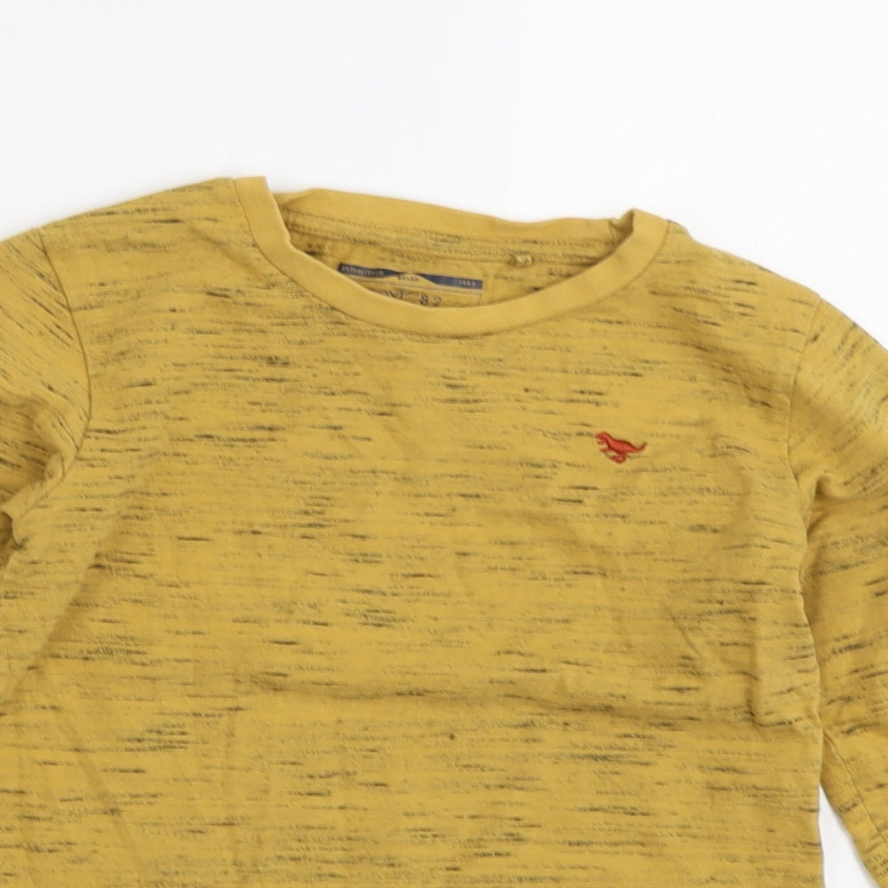 NEXT Boys Yellow Cotton Basic T-Shirt Size 4-5 Years Round Neck Pullover