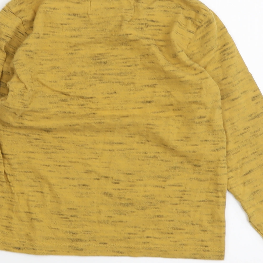 NEXT Boys Yellow Cotton Basic T-Shirt Size 4-5 Years Round Neck Pullover