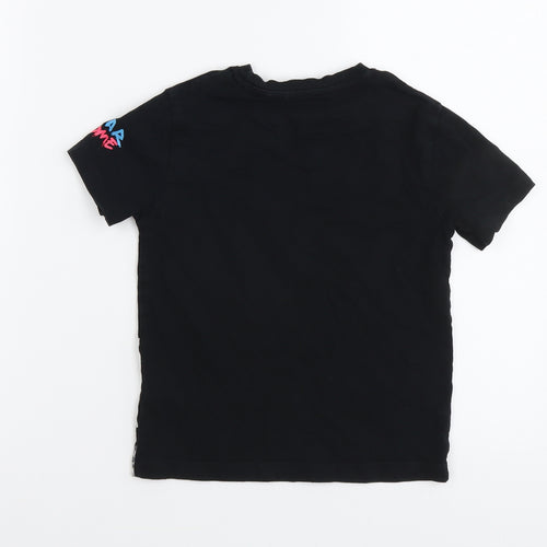 NEXT Boys Black Cotton Basic T-Shirt Size 4 Years Round Neck Pullover - Dinosaur