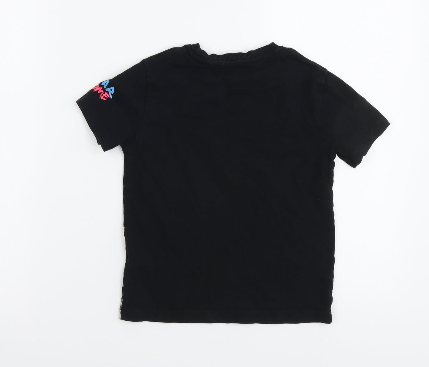 NEXT Boys Black Cotton Basic T-Shirt Size 4 Years Round Neck Pullover - Dinosaur