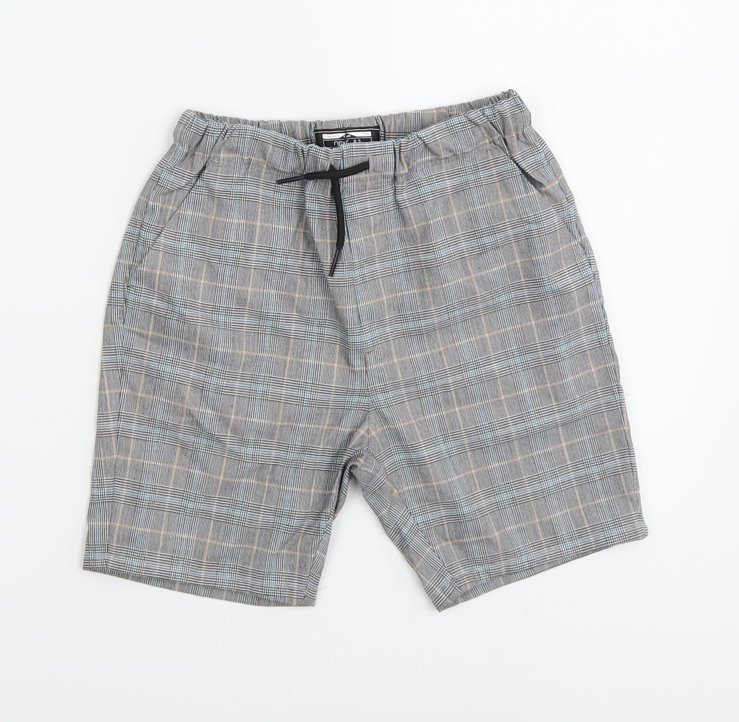 NEXT Boys Grey Plaid Polyester Chino Shorts Size 5-6 Years Regular Drawstring