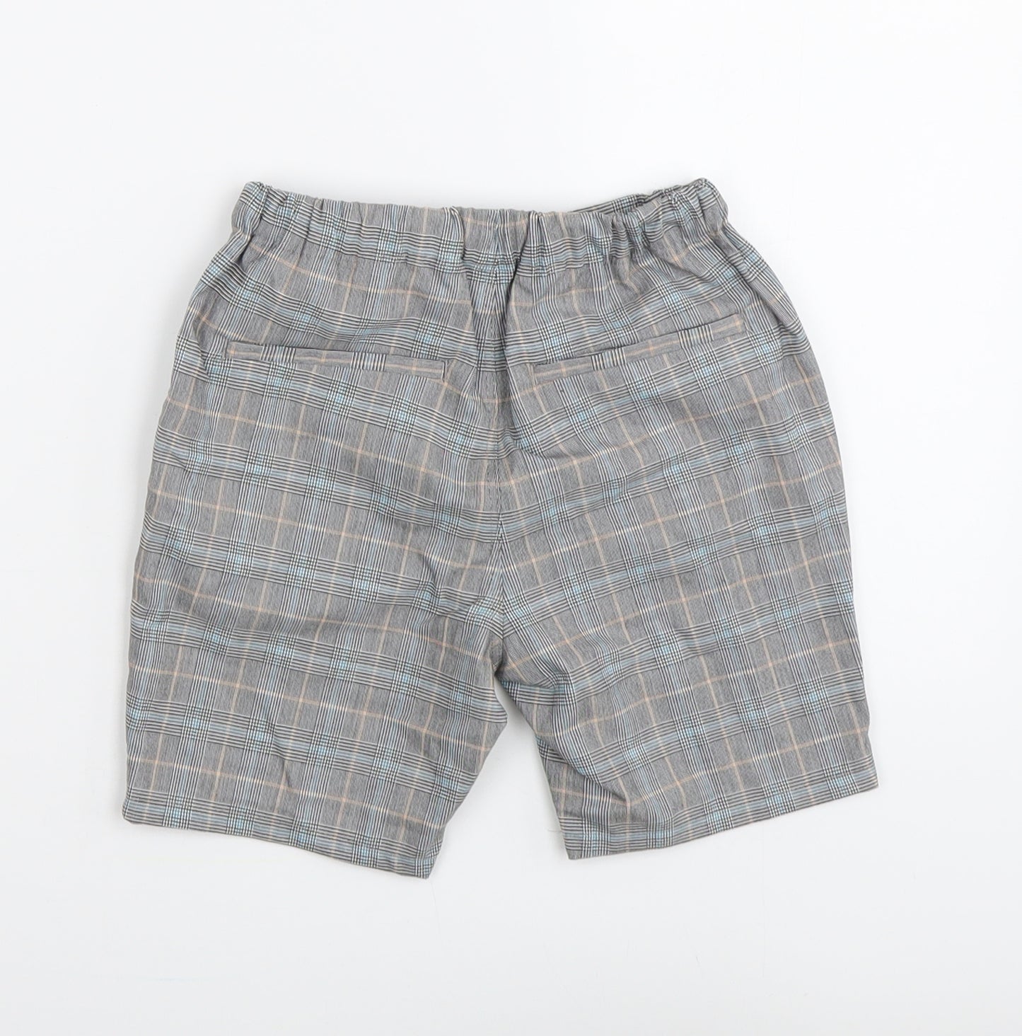 NEXT Boys Grey Plaid Polyester Chino Shorts Size 5-6 Years Regular Drawstring