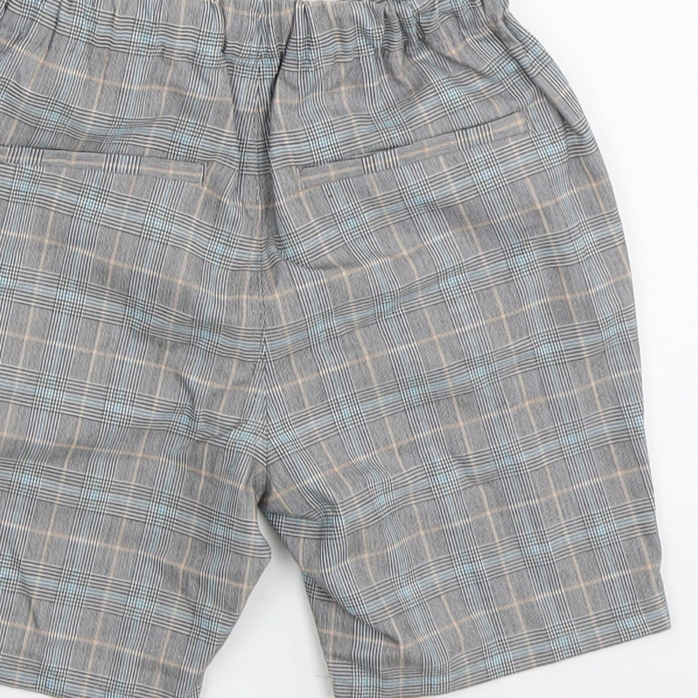 NEXT Boys Grey Plaid Polyester Chino Shorts Size 5-6 Years Regular Drawstring