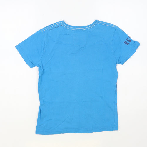 Ripstop Boys Blue Cotton Pullover T-Shirt Size 9-10 Years Crew Neck Pullover - Tiger