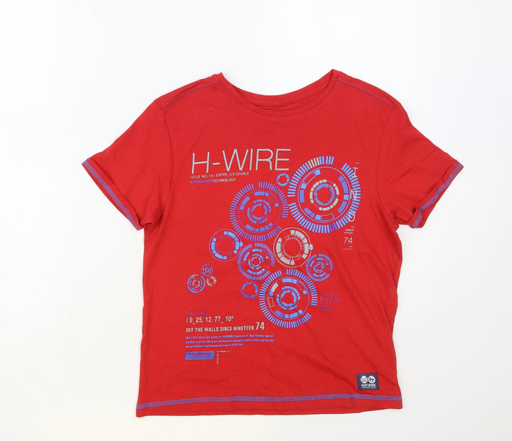 Haywire Boys Red Cotton Pullover T-Shirt Size 10 Years Crew Neck Pullover