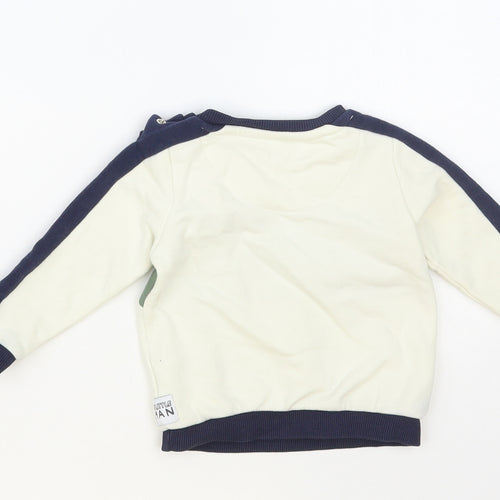 F&F Baby Ivory Colourblock Cotton Pullover Jumper Size 6-9 Months Snap - Superstar