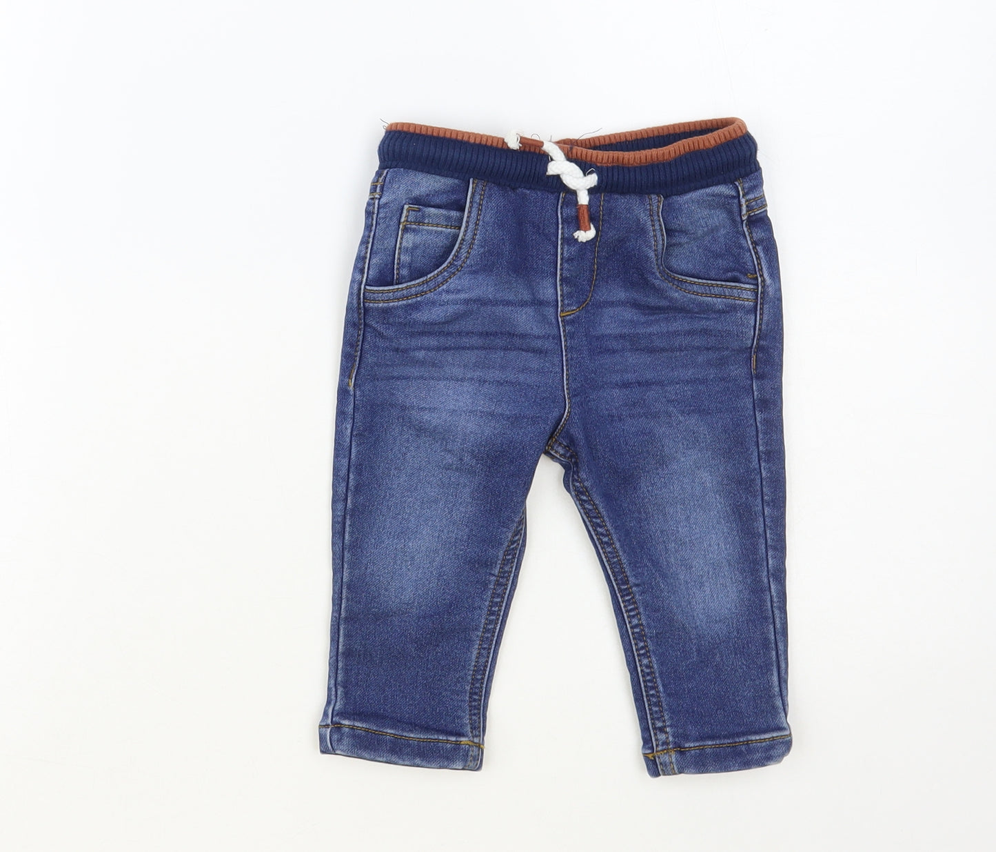 F&F Baby Blue Cotton Jogger Jeans Size 6-9 Months Drawstring
