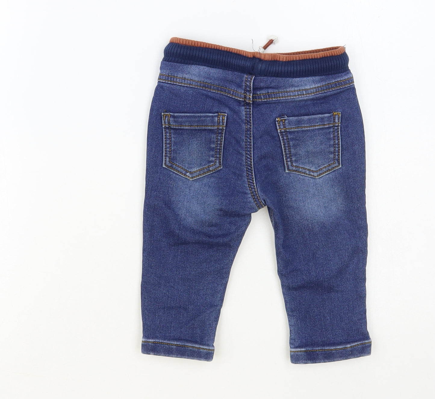 F&F Baby Blue Cotton Jogger Jeans Size 6-9 Months Drawstring